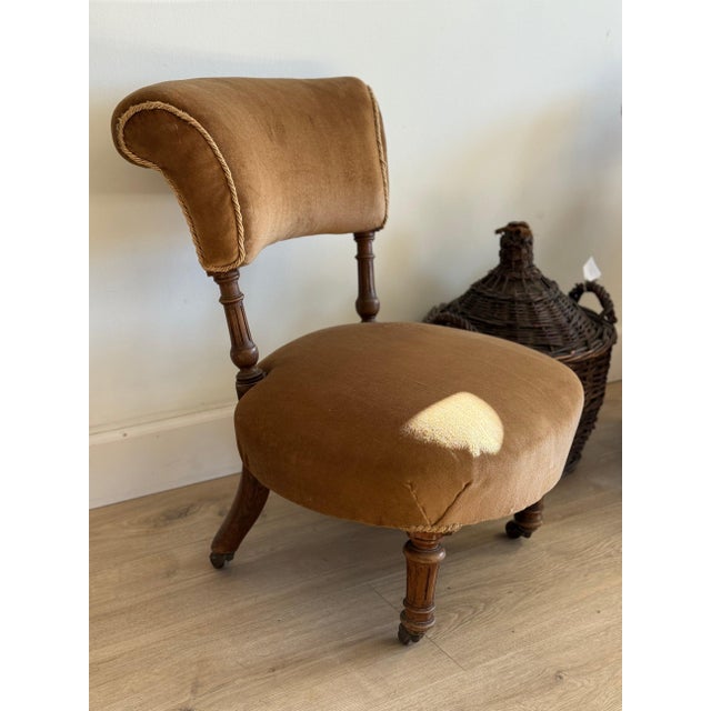 Pair of Victorian English Walnut Chairs For Sale - Image 4 of 10