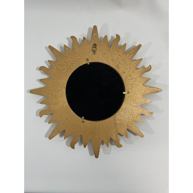 Vintage Bright Gold 13" Sunburst Wall Accent Mirror For Sale - Image 11 of 17