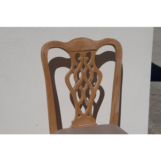 Late 20th Century Handcrafted Chippendale-Style Game Table and Four Chairs With Leather, Set of 5 For Sale - Image 13 of 14
