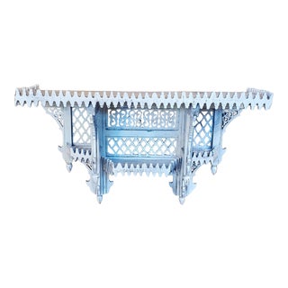 Moroccan White Wash Wooden Wall Shelf For Sale