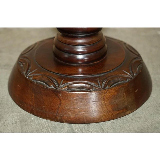 Wood Antique Hand Carved Corinthian Pillar Jardiniere Stand For Sale - Image 7 of 10