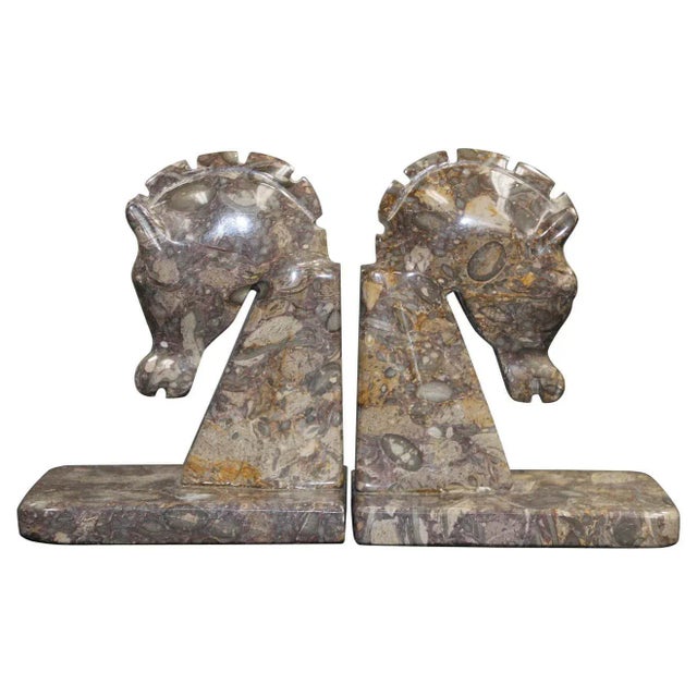 Art Deco Brown Onyx Horse Head Bookends - A Pair For Sale - Image 13 of 13