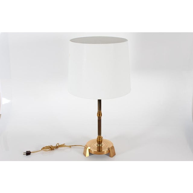 Vintage Art Deco Danish High Desk Lamp in Bronze with New Shade in the style of Bindesbøll by Just Andersen, 1940s For Sale - Image 12 of 12