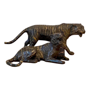 1980s Maitland Smith Bronze Tiger Sculptures - a Pair (2)