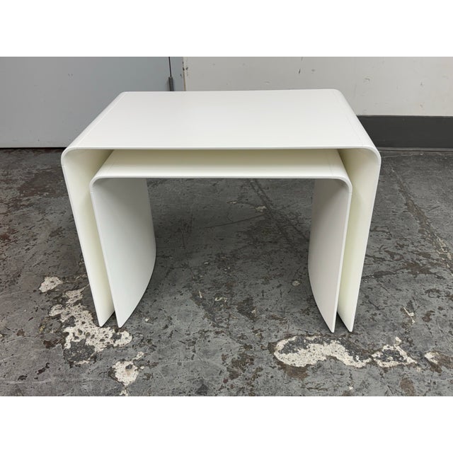 Scandinavian Designs Two Piece White Nesting Table Set, Two Piece For Sale In San Francisco - Image 6 of 12