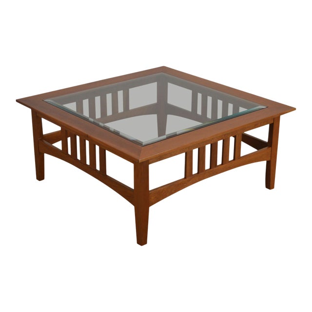 Custom Solid Cherry Square Glass Top American Impressions Style Coffee Table Chairish