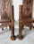Brown Antique Spanish Gothic Revival Carved Wood Throne Chairs – A Pair/ Sold For Sale - Image 8 of 12