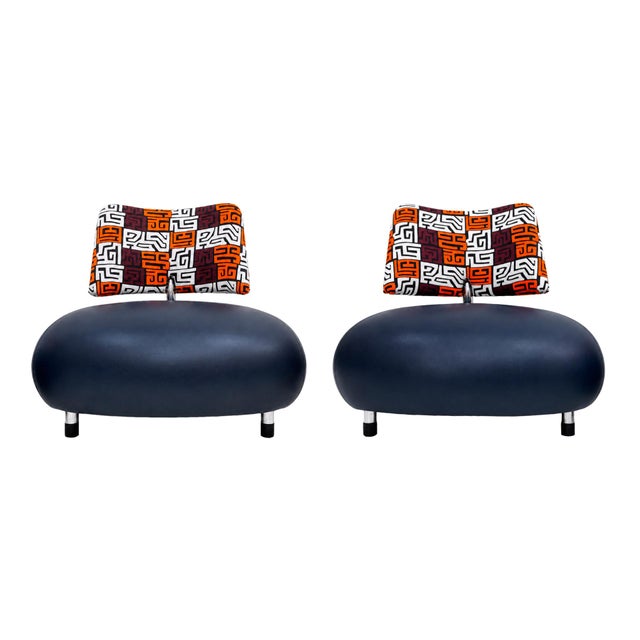 Vintage Dutch Leather and Fabric Chairs by Scheemaker Pallone for Ledoux, 1989, Set of 2 For Sale - Image 12 of 12