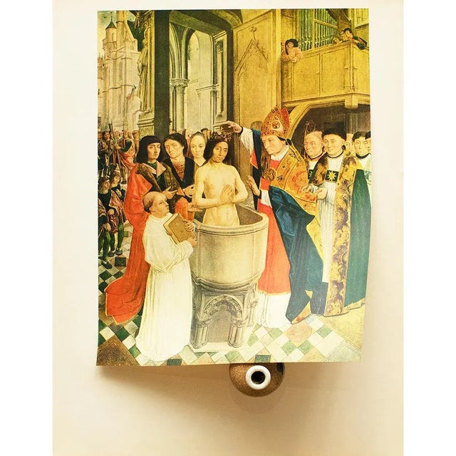 1956 After Master of Saint Gilles "The Baptism of Clovis", Vintage Full-Color Print For Sale - Image 4 of 7