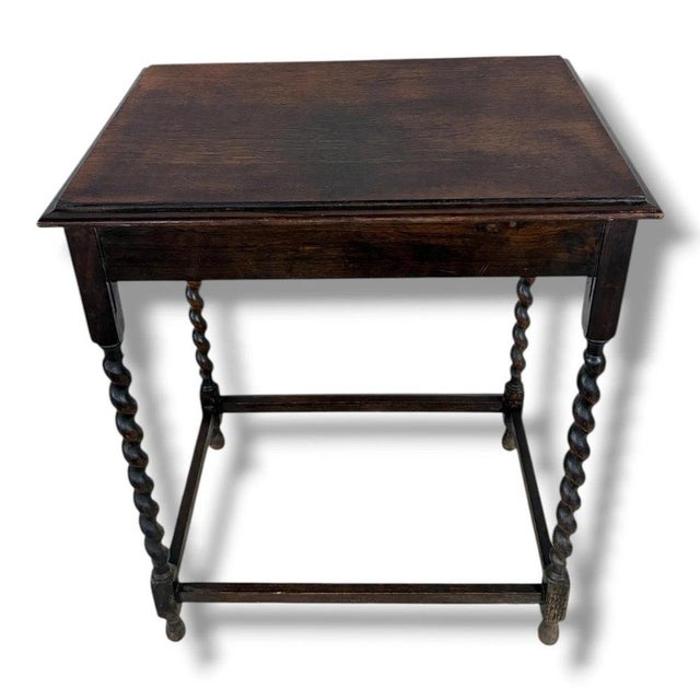 Barley Twist Side Table in Oak For Sale - Image 4 of 9