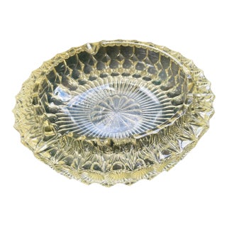 Vintage Glass Ashtray – Large Heavy Glass Dish With Yellow Tint Catchall For Sale