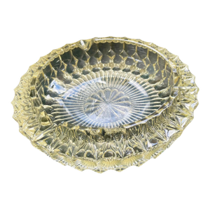 Vintage Glass Ashtray – Large Heavy Glass Dish With Yellow Tint Catchall