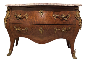 Louis XV Style Ormolu-Mounted Bombé Commode with Marble Top, 1950s