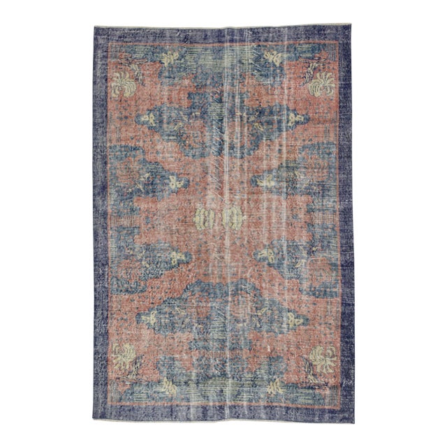 Vintage Turkish Deco Rug - 5′7″ × 8′5″ For Sale