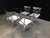 Industrial Metal & Glass Dining Set For Sale - Image 3 of 5