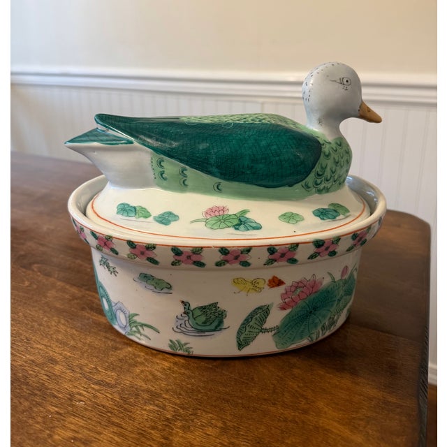 1970s Chinese Famille Rose Duck Tureen For Sale - Image 17 of 18