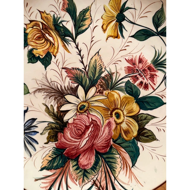 Large 15.75" Italian Hand Painted Floral Platter Signed & Numbered Made in Italy Beautiful Italian hand painted ceramic...