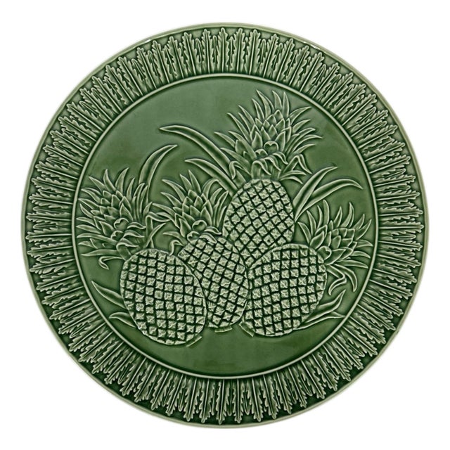 Bordallo Pinherio Green Pineapple Platter Chop Plate For Sale