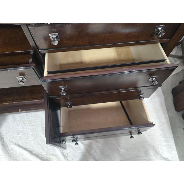 Vintage Mahogany Curio Cabinet With Glass Doors & Serpentine Base For Sale - Image 6 of 6