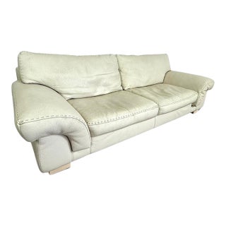 Roche Bobois White Leather Sofa For Sale