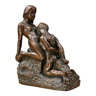 Late 20th Century Marwal Rodin the Eternal Idol Chalkware Sculpture For Sale