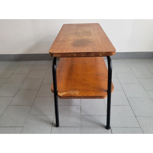 Vintage Coffee Table with Magazine Rack in Steel and Beech Wood, 1950s For Sale - Image 9 of 15