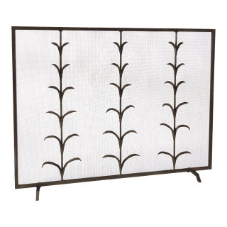 Warm Black Lily Stems Fireplace Screen Iron For Sale
