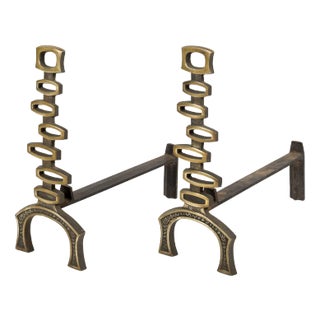 Bronze Andirons, 1960s, Set of 2 For Sale