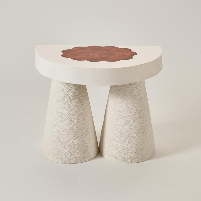 Half moon bedside table in jesmonite by perler. Dimensions: w 55 x d 34 x h 45 cm. Materials: jesmonite. Color: a subtle...