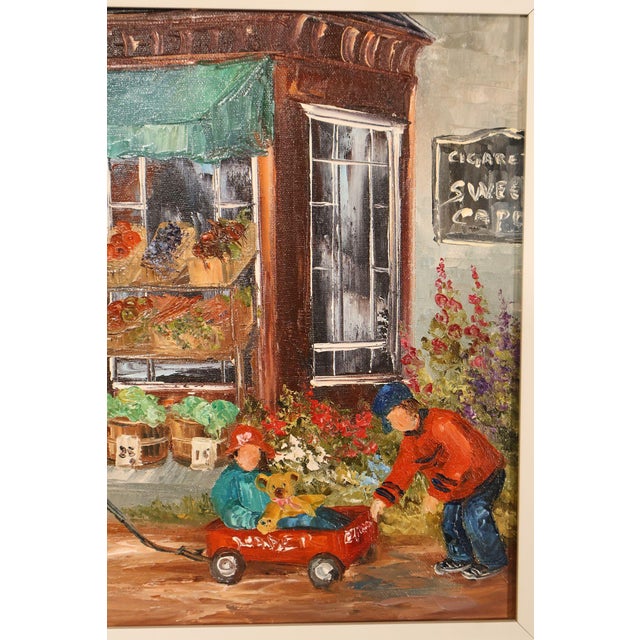 Aline Brochu Oil Painting, 'Rendez-Vous à L'Epicerie' For Sale - Image 13 of 18