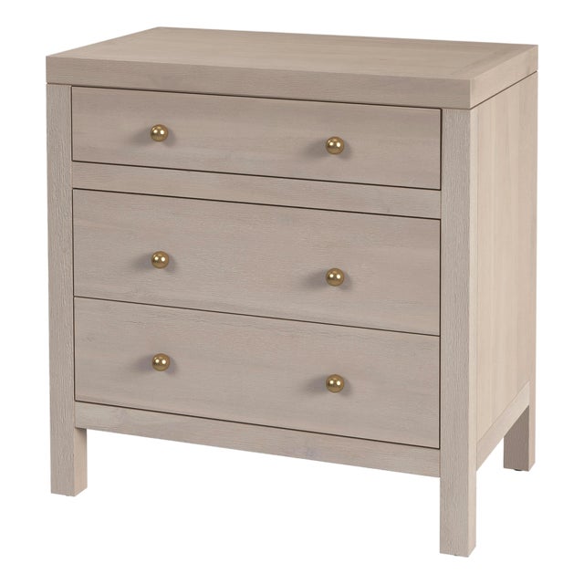 Nora 25 in. W Rectangular Wood 3 Drawer Nightstand, Antique Taupe For Sale