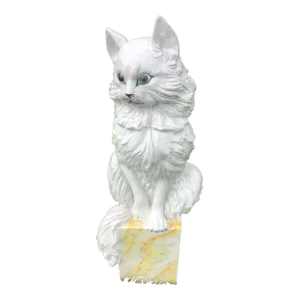 Large Vintage Italian Glazed Terracotta Cat With Glass Eyes