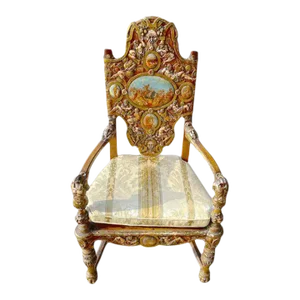 Antique Carved Ancient Roman History Armchair
