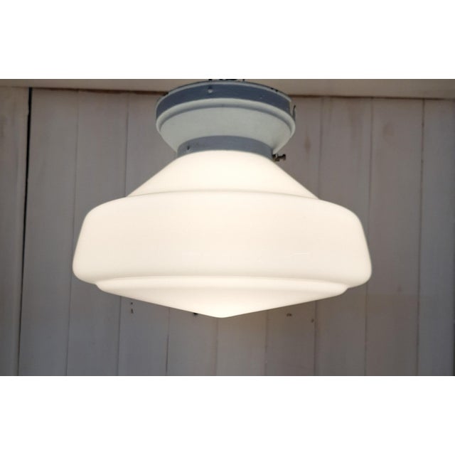 Art Deco German Ceiling Lamp with Opaque White Glass Shade, 1930s For Sale - Image 3 of 7