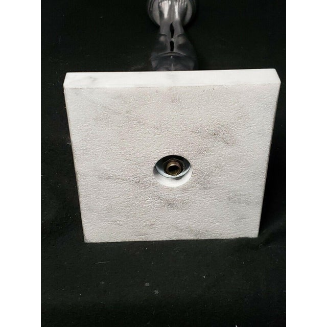 1980s Vintage Art Nouveau Nude Head Stand Metal Sculpture on Marble Stand / Ring Caddy For Sale - Image 10 of 11