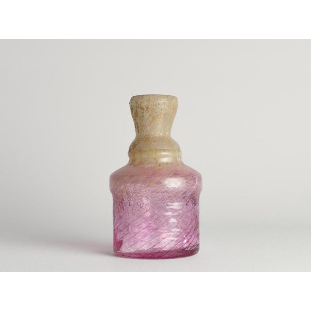 Bubblegum Pink and Yellow Art Glass Vase by Milan Vobruba, Sweden, 1980s For Sale - Image 3 of 14