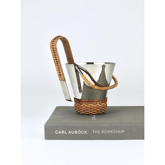 1950s Vintage Nickel-Plated Ice Bucket and Tongs by Carl Auböck, Austria, 1950s, Set of 2 For Sale - Image 5 of 16