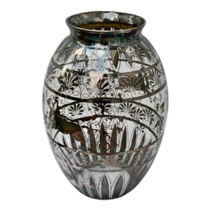 Vintage Saint Graal France Neo-Classic Style Vase W/Silver Overlay