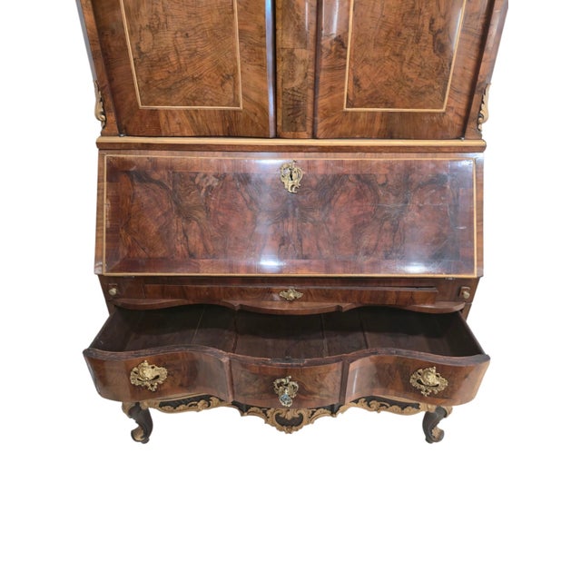 Brown Antique Walnut Bureau Cabinet attributed to Ortmann, Denmark, 1745 For Sale - Image 8 of 17
