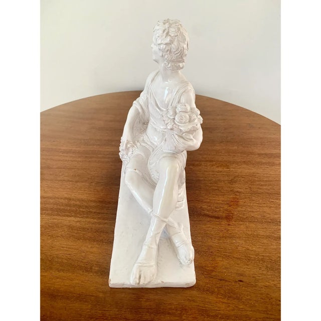 Italian Neoclassical White Porcelain Reclining Figure With Cornucopia For Sale - Image 11 of 14