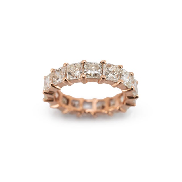 Metal Men’s 10k Rose Gold 10.55ctw Princess Cut Diamond Eternity Band Ring, Size 9 For Sale - Image 7 of 8