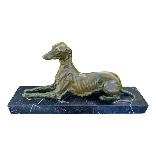 Art Deco Bronze Greyhound Sculpture from F. Galcera, 1920s For Sale