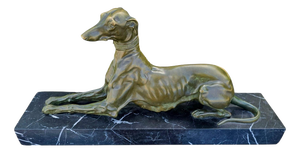 Art Deco Bronze Greyhound Sculpture from F. Galcera, 1920s