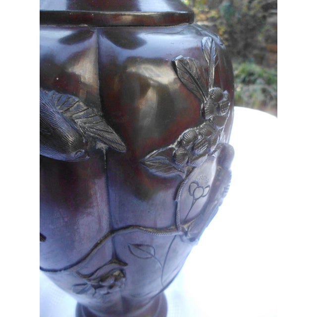 Japanese Bronze Lamp Base with Reliefs, 1940s For Sale - Image 11 of 18