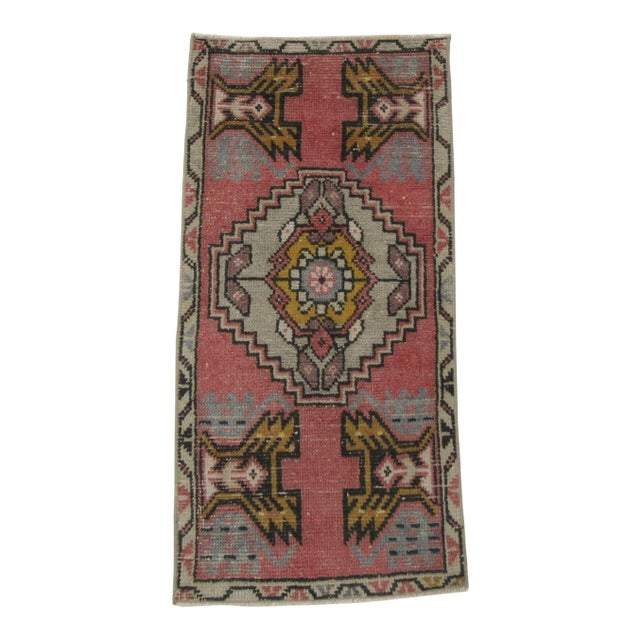Mini Vintage Turkish Wool Rug For Sale