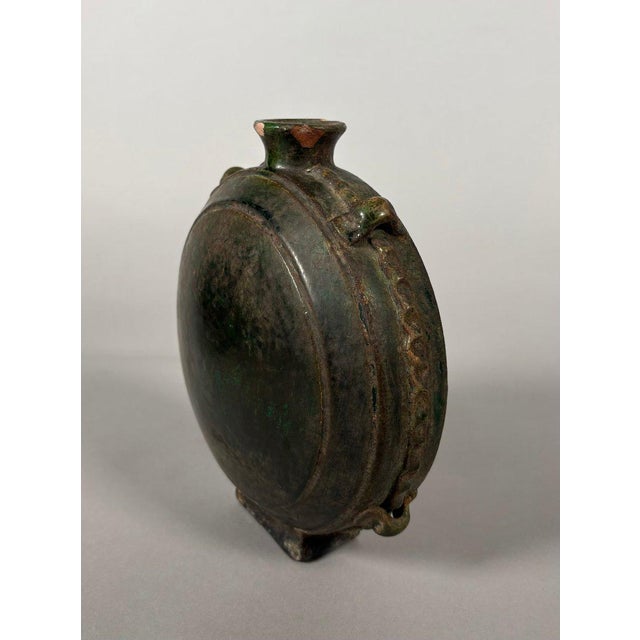 Ceramic Green glazed earthenware gourd used by nomadic horsemen, China, Tang Dynasty (618-907) For Sale - Image 7 of 8