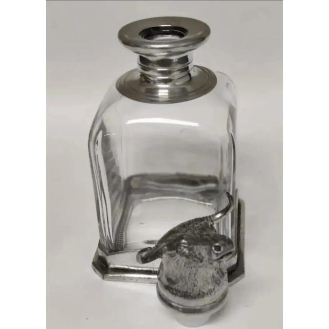 Longhorn Bull Head Pewter and Glass Decanter For Sale - Image 4 of 10