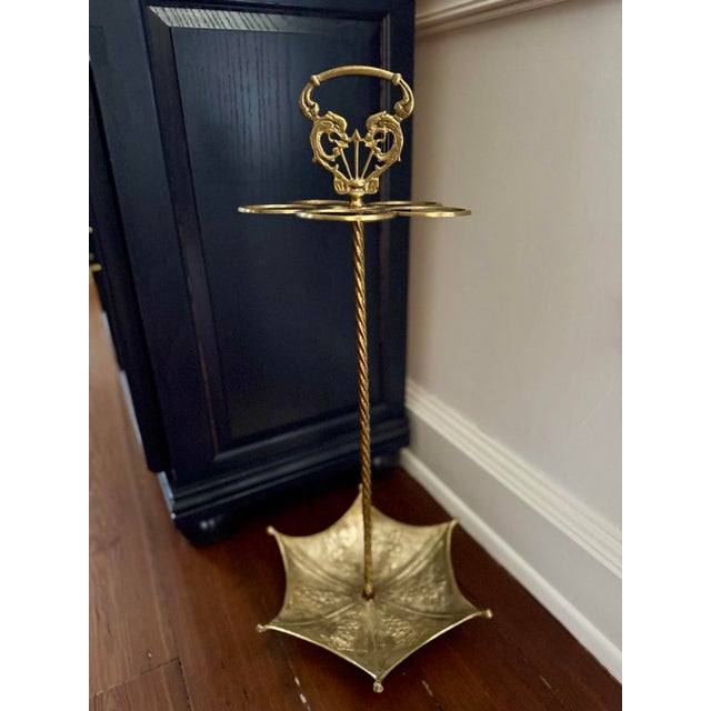 Vintage Brass Umbrella or Cane Stand For Sale - Image 12 of 12