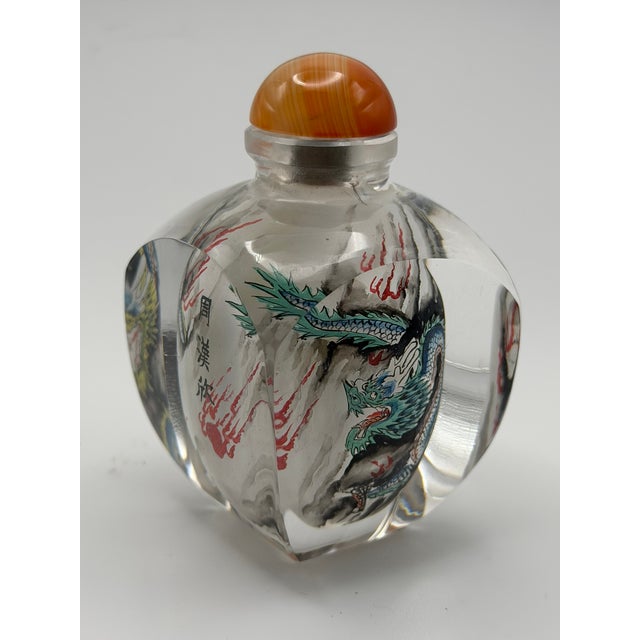 Vintage Inside Painted Dragon Design Snuff Bottle For Sale In Chicago - Image 6 of 15