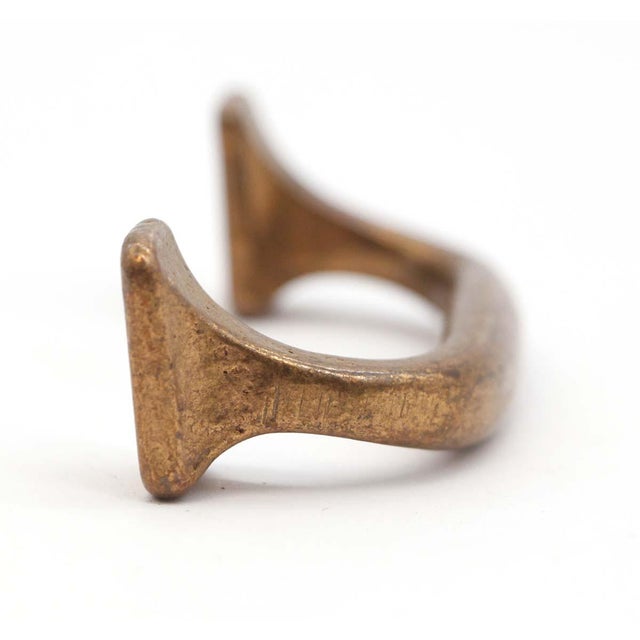 Mid 20th Century Pair of Vintage 3 In. Copper Plated Brass Curved Bridge Drawer Pulls For Sale - Image 5 of 7